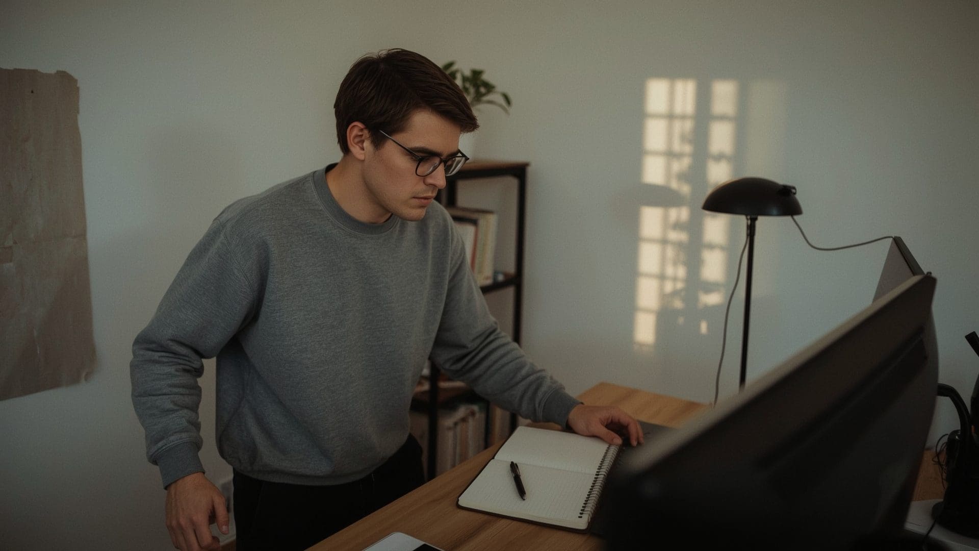 Small business owner working at dedicated home office desk for tax deductions