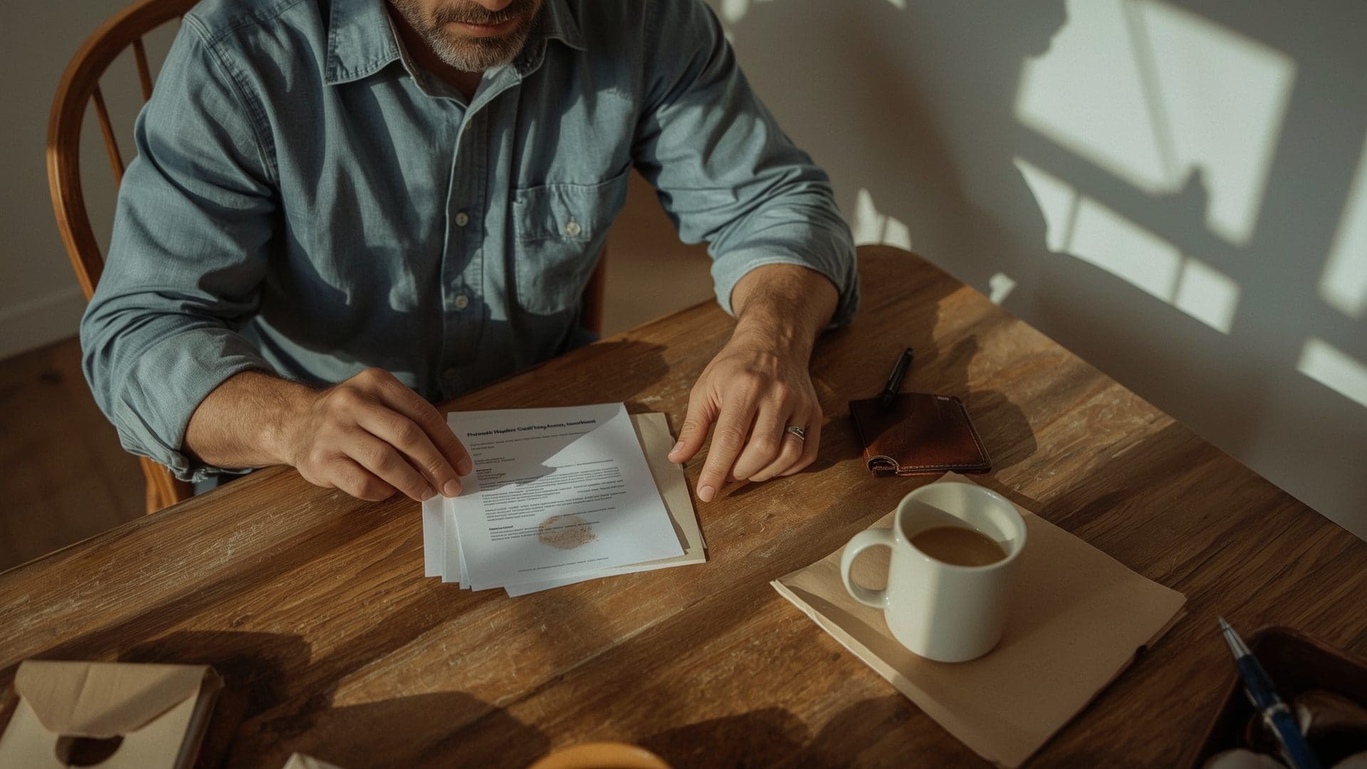 Business owner organizing documents needed to open a business bank account